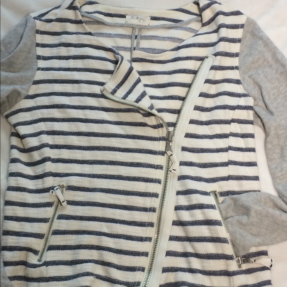 LOFT Lou & Grey Striped Sweatshirt Jacket